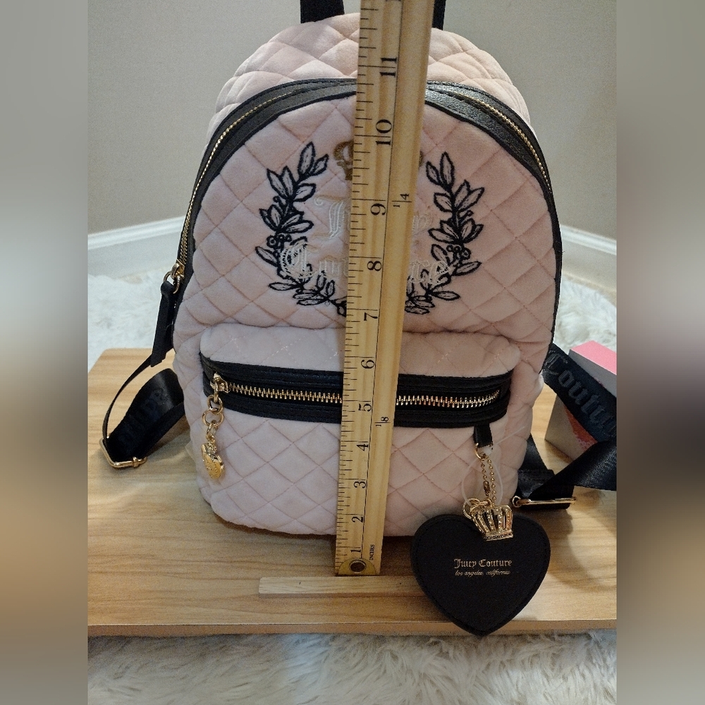 Juicy Couture 🩷 ✨ Pink Clay/Chocolate Royal Moment Medium Backpack Purse 🆕 - Picture 10 of 13